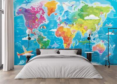 clipart image of a world map Wall mural