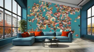 Colorful Pencil Shavings on Blue Background: Creative Educational Style Wall mural