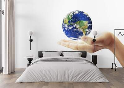 Glass globe in hand,Energy saving concept Wall mural