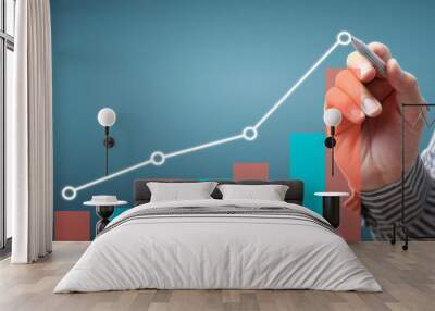 Hand drawing  chart, graph stock of growth Wall mural