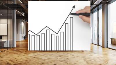 Hand drawing  chart, graph stock of growth Wall mural