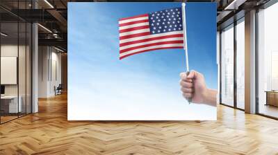 Hand holding american flag. usa flag in hand Wall mural