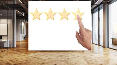 Hand of touching rise on increasing five stars. Increase rating evaluation Wall mural