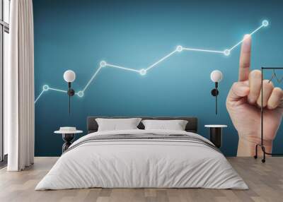 Hand touching a graphs of financial indicator accounting market economy analysis chart Wall mural