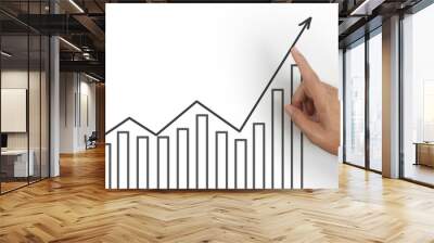 Hand touching  graphs of financial indicator  accounting market economy analysis chart Wall mural