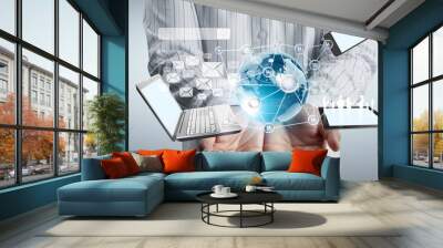 Technology business in the hands Wall mural