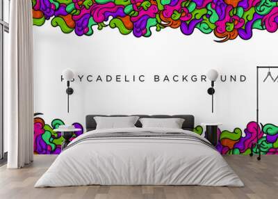 colorful hand drawn doodle background. psychedelic theme doodle frames Wall mural