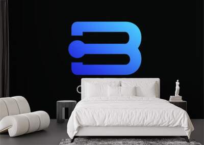 letter B logo and data. Vector illustration of letter B with data connection. initial data technology B Wall mural