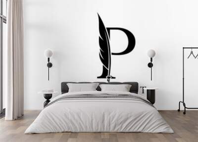 letter P logo and quill
.combination of letter P and vector quill .perfect for logos of legal consultants, lawyers, and more Wall mural