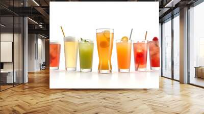 Glasses of juice on white background Wall mural