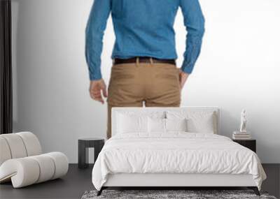 back view of smart casual man wearing blue shirt Wall mural