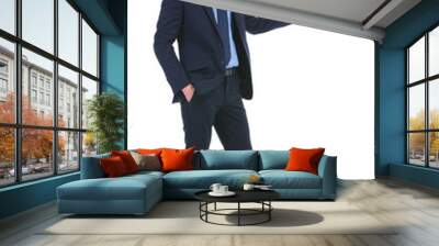 business man presents with hand in pocket Wall mural