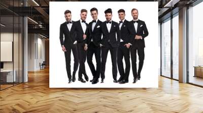 group of elegant young men in tuxedos  standing together Wall mural