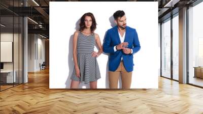 handsome casual man and sexy woman standing together Wall mural