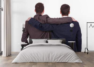 rear view of two young business men friends Wall mural