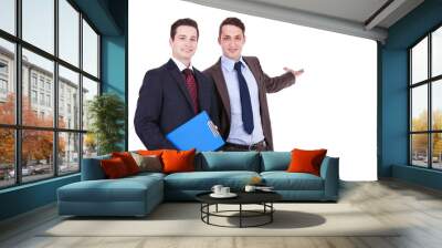 two young businessmen presenting Wall mural