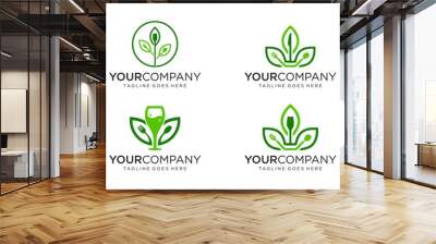 Natural green restaurant logo design concept  Wall mural