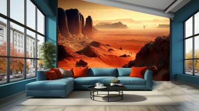  mars  the red planet - landscape with desert and mountains, generative ai Wall mural