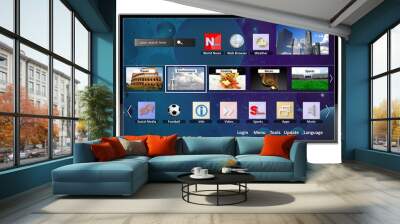 3D smart tv with icons, isolated on white background Wall mural