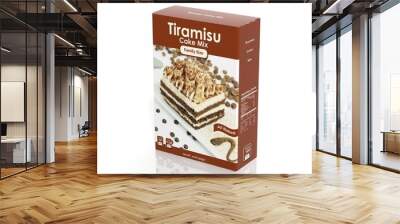 3D Tiramisu Mix paper package isolated on white Wall mural