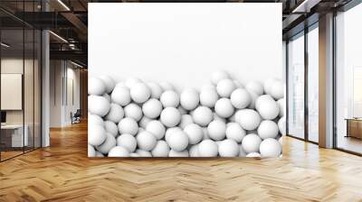 3D white  spheres pile, isolated on white with copy-space Wall mural