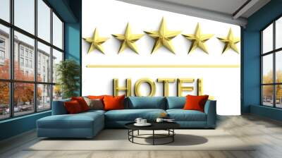 Five golden stars and word Hotel isolated on white Wall mural