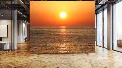 Golden sunset with reflection on the sea Wall mural