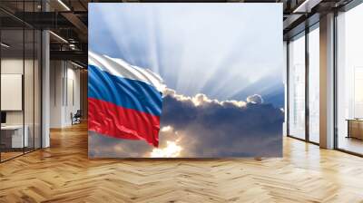 Slovenia flag on blue sky. 3d illustration Wall mural