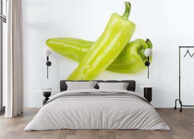 Two pointy green peppers, on white background. Wall mural