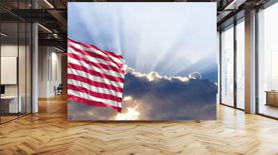 United States flag on blue sky. 3d illustration Wall mural