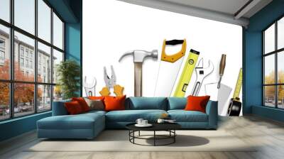 Various tools isolated on white background Wall mural