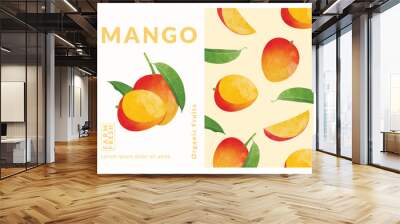 Mango packaging design templates, watercolour style vector illustration. Wall mural