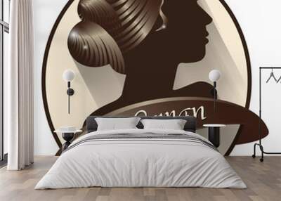 Beautiful female face silhouette in profile.  vector design Wall mural