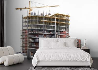 Building under construction on white background. 3d illustration Wall mural