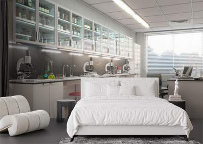 Spacious laboratory interior. 3d illustration Wall mural