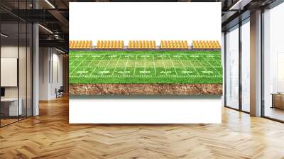 Sport concept. American football field on a piece of ground isolation on a white background. 3d illustration Wall mural