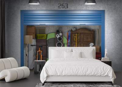 storage with open doors 3d illustration Wall mural