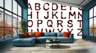 vector alphabet letters, numbers and symbols made of chocolate syrup Wall mural