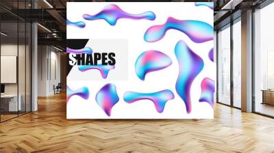 Fluid holographic isolated shapes set. Vector illustration Wall mural