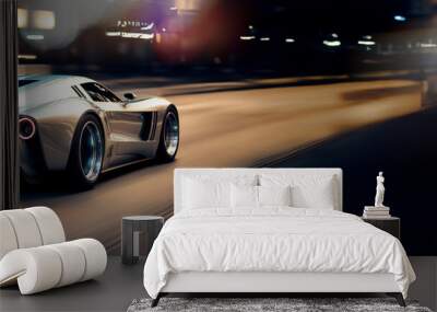 Night supercar driving downtown Wall mural