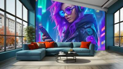 woman listening to music Wall mural