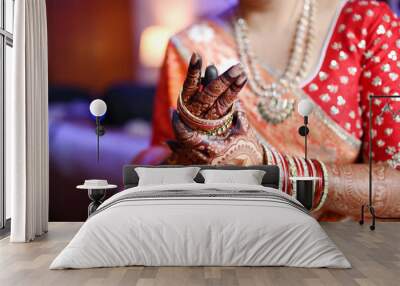 Indian Bride showing Mehndi Design with Bangles                   Wall mural