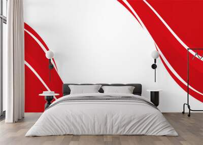 Vector red line background curve element with white space for text and message design, overlapping layers modern arts abstract red modern Wall mural