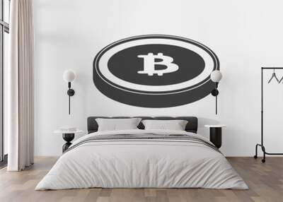 Bitcoin icon. Vector illustration style is flat iconic symbols, gray color, white background. Wall mural