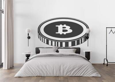 Bitcoin icon. Vector illustration style is flat iconic symbols, gray color, white background. Wall mural