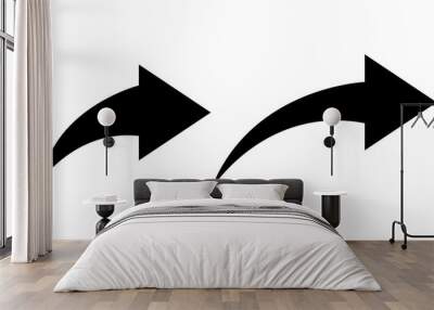 curved arrow png, black curved arrow icon ioslated on transparent background Wall mural