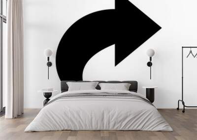 curved arrow png, black curved arrow icon ioslated on transparent background Wall mural