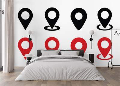 Set of map pin location icons. Location or map pin icon symbol set vector illustration Wall mural