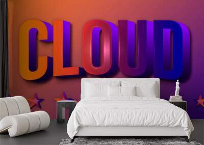 Cloud editable text effect Wall mural