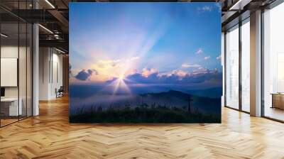 The Christianity themed on a background with dramatic beautiful vibrant light Wall mural